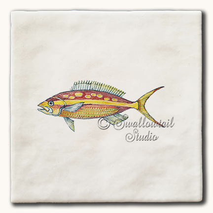 Striped Maroon Fish Tile
