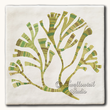 Green Stripy Seaweed Tile